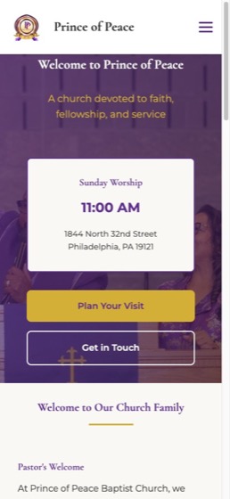 Prince of Peace Baptist Church on a phone